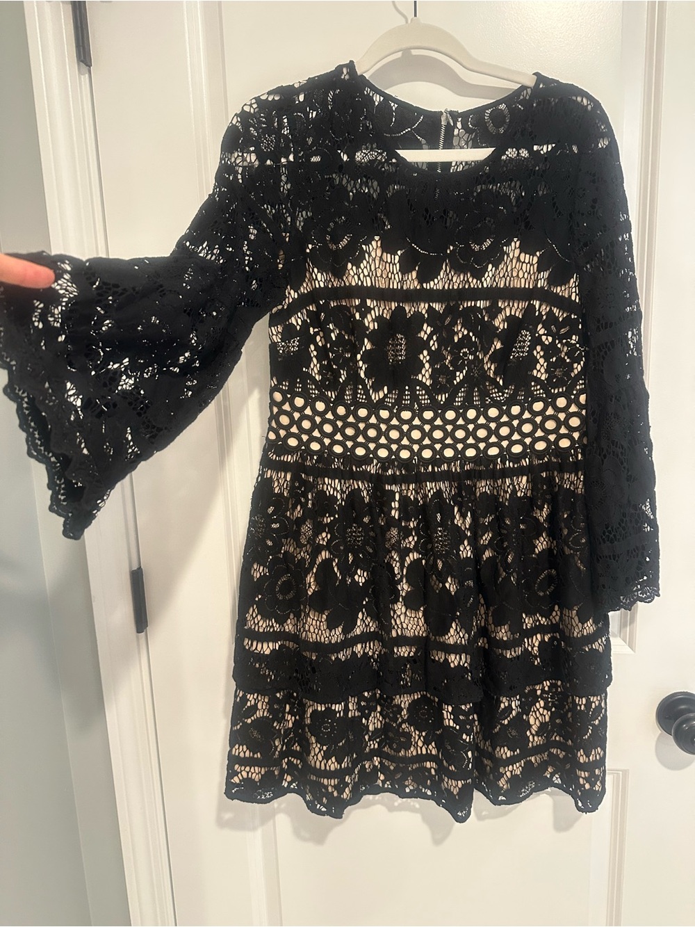 Kensie Black Lace Overlay with Nude Lining